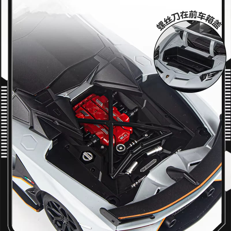 1/18 Aventador SVJ 63 Модель гоночного автомобиля из литого металла Коллекция игрушек Звук и свет Съемная отсоединяемая имитация Детский подарок