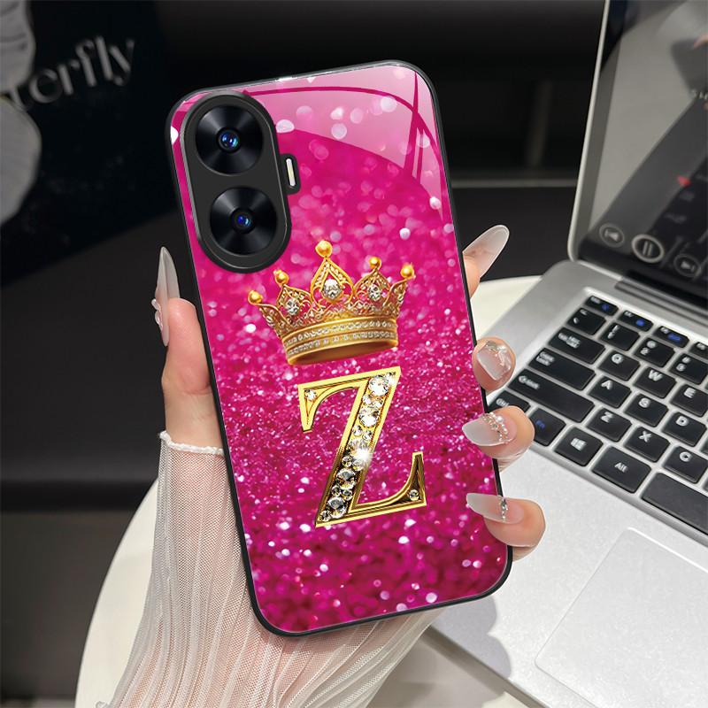 Чехол для Realme C55 4G Модные буквы Жесткие задние крышки из закаленного стекла Для Realme Narzo N55 NarzoN55 C55 RMX3710 Чехол для телефона