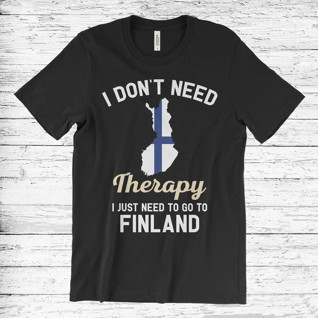 I Don't Need Therapy Just to Go Finland T Shirt Flag Map Funny for Finnish Birthday Present vintage Washed homme