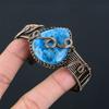 Neon Blue Apatite Handmade Copper Wire Wrap Bangle Adjustable L0v25
