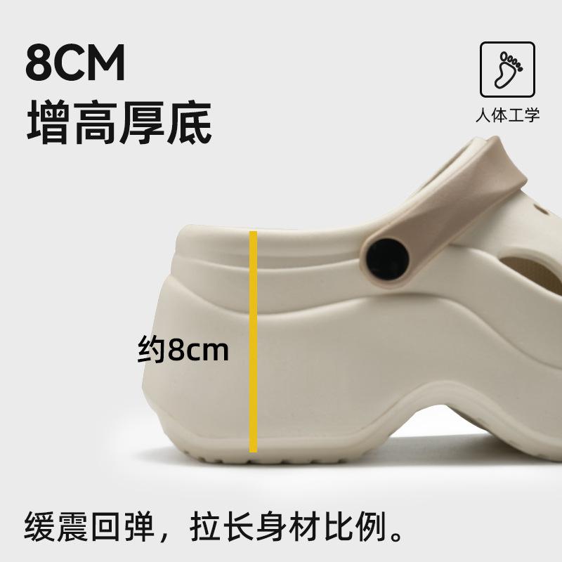 Женские туфли с толстой подошвой, увеличивающие рост, с отверстиями, дышащие пляжные туфли, летние нескользящие шлепанцы с закрытым носком