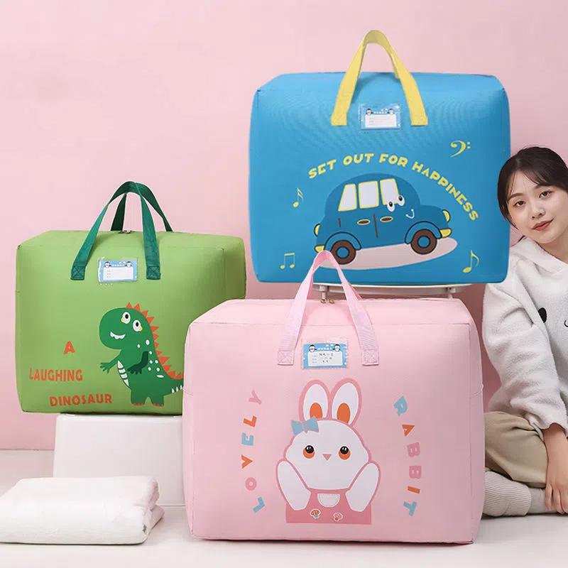 Большая вместительная сумка для хранения одеял для детского сада, мультяшный узор, сумки для упаковки багажа для школьников, утолщенная сумка для хранения из ткани Оксфорд