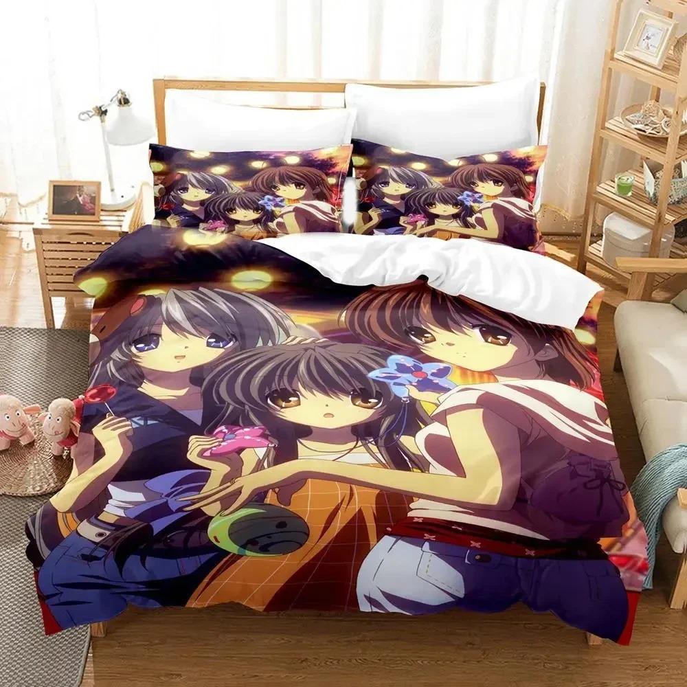 3D Печать Аниме CLANNAD Комплект Постельного Белья Пододеяльник Наволочка Одеяло Размер King Queen Для Мальчиков Взрослых Постельный Комплект