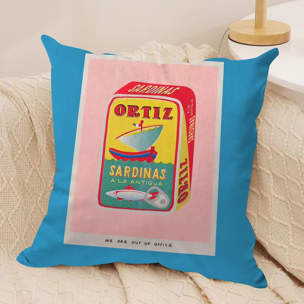 Sardines Art Cushion Cover Short plush Doublesided Print Square Throw Pillow Covers Sofa Home Cushion Decor