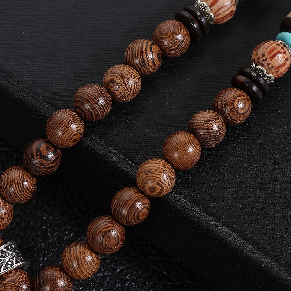 Подарок на удачу в стиле бохо, этнические украшения ручной работы, мала, деревянные бусины, рог, кулон в виде рыбы, ожерелье Непала, буддийское