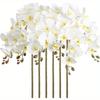 6 PCS Real Look Long Stem Artificial Flowers Faux Orchid Velvet Orchids 97cm Orchids Artificial Flowers for Tall Vase for Home Wedding Decoration