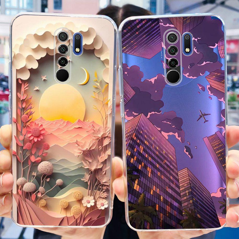 For Xiaomi Redmi 9 Case 6.53" Cover For Redmi 9 Flower Butterfly Transparent Silicone Soft Phone Covers For Redmi 9 Prime Bumper