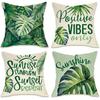 Fahrendom Monstera Palm Leaves Decorative Throw Pillow Covers 18 x 18 Set of 4, Positive Vibes Only Tropical Plant Sunshine Porch Patio Outdoor