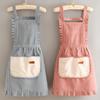 Striped Linen Cotton Apron Breathable Home Kitchen Restaurant Bib Anti Stain