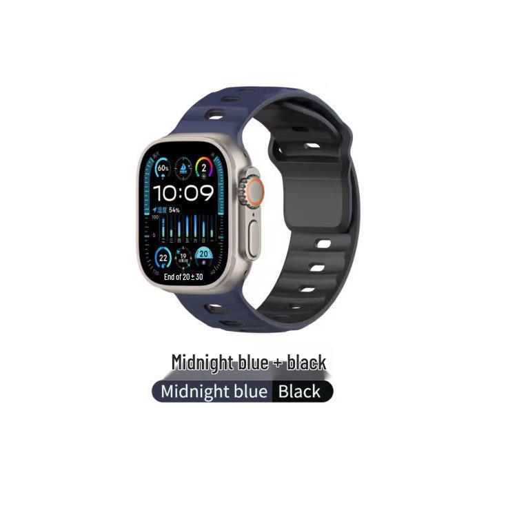 Двухцветный силиконовый ремешок для Apple Watch 10/9/8/7/6 поколений