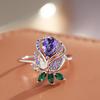 Роскошные цветочные кольца с геометрическим фиолетовым цирконом для женщин, винтажные свадебные украшения золотого цвета