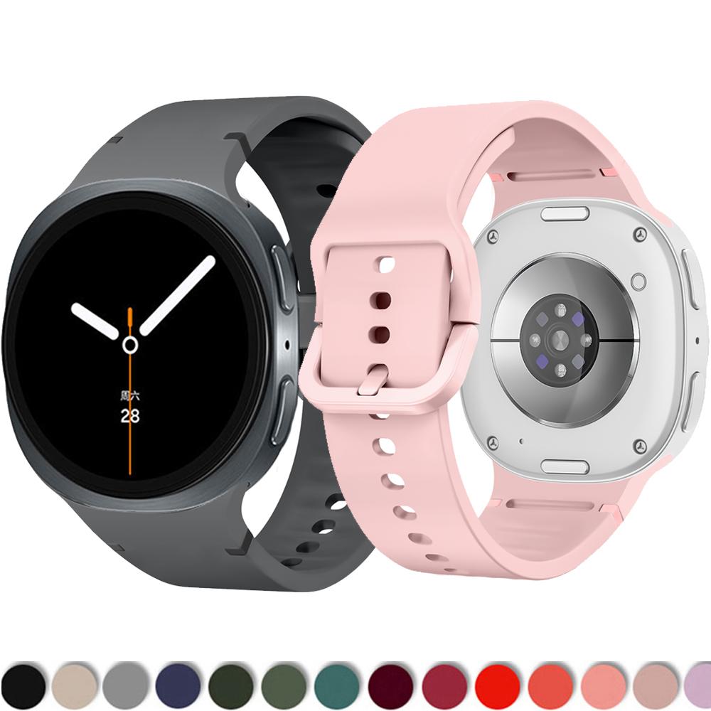 Спортивный силиконовый ремешок для Samsung Galaxy Watch 8 Ремешок 44 мм 40 мм Аксессуары correa pulseira Браслет Galaxy Watch 8 classic 46 мм