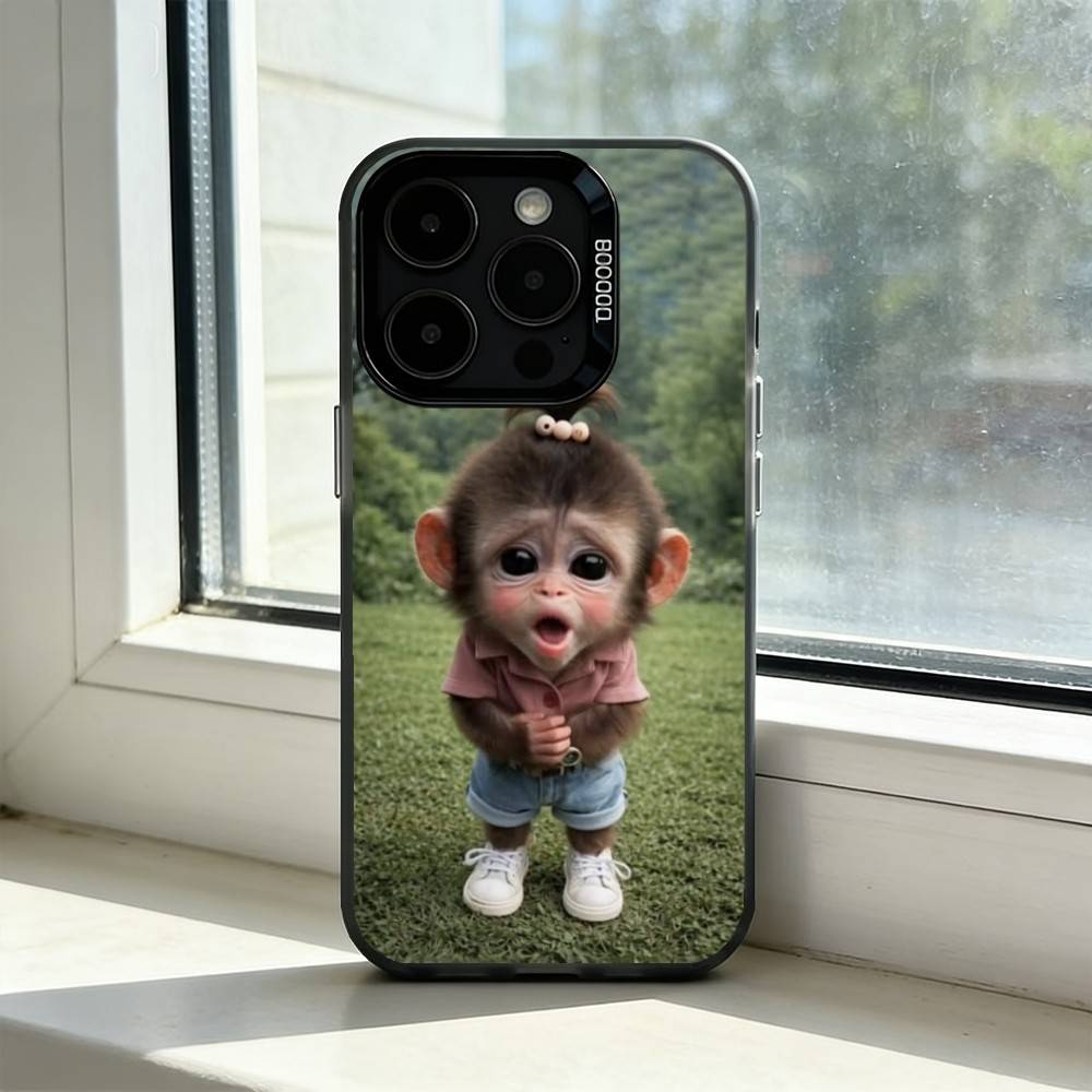Смешная Обезьяна М-Мемы Чехол для Телефона Для iPhone 17,16,15,14,13,12,11 Plus,Pro Max,XS,Красочный Серебристый Черный Чехол