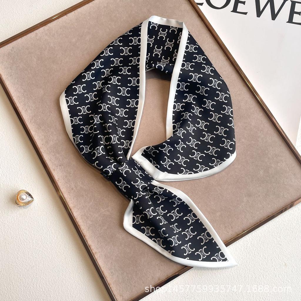 Silk Scarf Small Long Square Scarf Women'S High-End Neck Protection Scarf Professional Matching Shirt Scarf