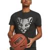 Puma Футболка с логотипом и принтом животных для баскетбола, спортивная, повседневная, дышащая, с круглым вырезом и коротким рукавом, мужская, черная 538564-01