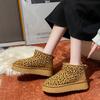 Флисовая середина помогает женским зимним сапогам от снега с леопардовым принтом для студентов в европейском и американском стиле, теплые повседневные хлопковые туфли на платформе