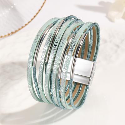 Богемный многослойный кожаный браслет для женщин, простые браслеты-обертывания, праздничные украшения, подарки