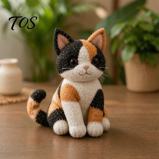 Cute Cat Decoration DIY Patchwork Kit, Create Adorable Ornament, 3D Animal Sewing Ornament Kit Kitty Craft for Adults Beginners, Home Decor