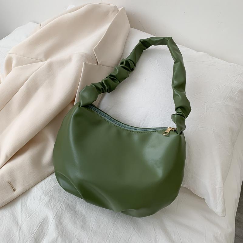 Модная женская сумка Cloud Underarm Bag из мягкой искусственной кожи, однотонная плиссированная женская сумка на одно плечо, летняя новая повседневная универсальная сумка