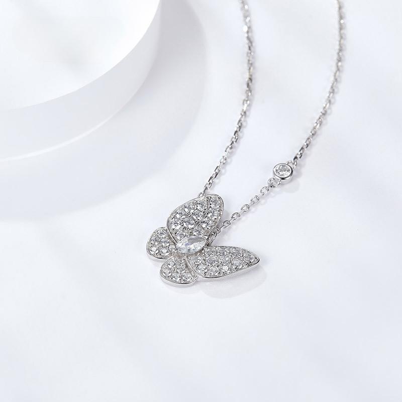 Ожерелье с бабочкой из стерлингового серебра 925 пробы с муассанитом и бриллиантами, простой кулон, женская короткая цепочка на ключицу, женские ювелирные изделия, подарок
