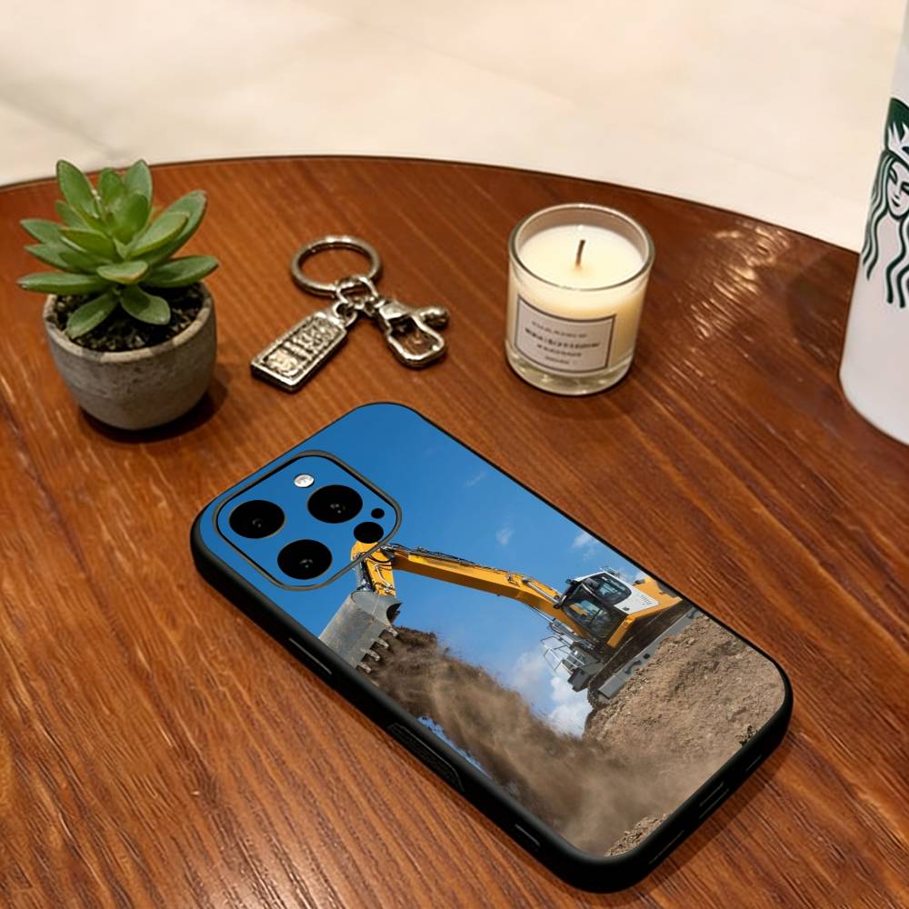 Excavator Phone Case Soft Silicone black For IPhone 17 16 15 14 13 12 11 X XR Plus Pro Max Plus