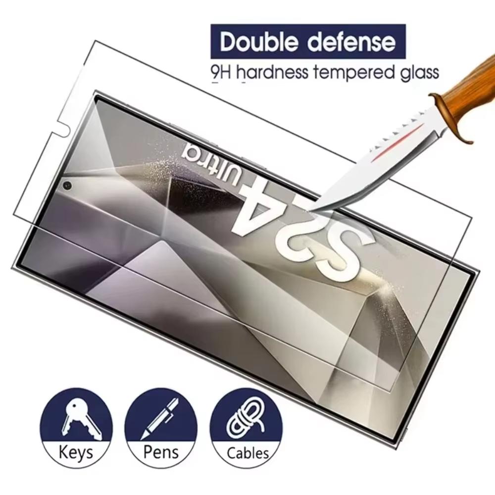 4 шт. Закаленное стекло с разблокировкой по отпечатку пальца для Samsung Galaxy S26 S25 Edge S24 Ultra S23 S22 S21 Plus S20 FE Note20 5G Защитная пленка для экрана