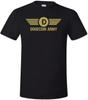 Dogecoin Army Gold Wing Logo Black T-shirt