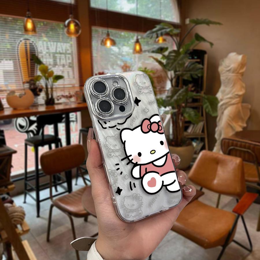 Серебряный чехол для телефона Hello Kitty для Apple 14: Милый дизайн Sanrio