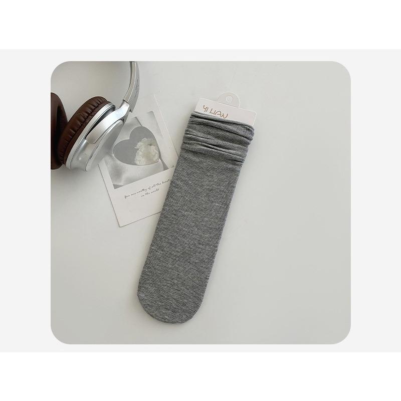 Pure Cotton Women's Summer Thin Pile Socks Solid Color Mid-calf Socks Oxygen Cotton Postpartum Socks Women's Long Socks