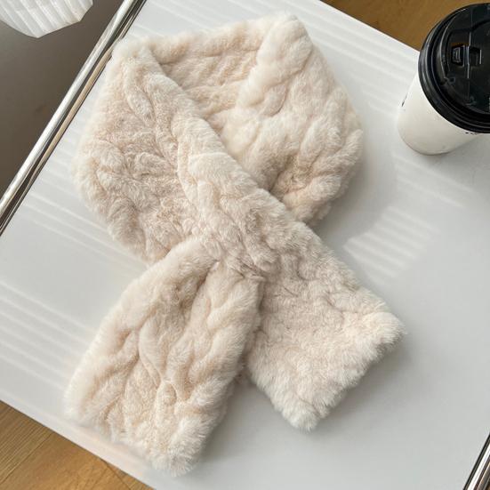 Winter Scarf Soft Imitation Rabbit Fur Solid Color Design Short Scarf Thickened Warm Plush Women Scarf Cold Weather Wear