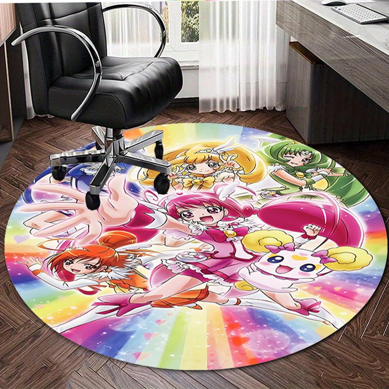 1pc Pretty Cure2 Design Printed Area Round Carpet for Bedroom Living Room Home Decor Rugs Mat Non Slip Mat Rug for Bedside