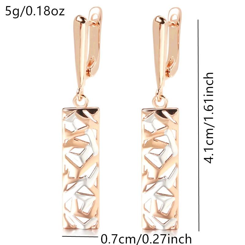 Square Fashion Pair 1 Wide Drop Earrings For Women Golden Silvery Color Mix Boho Long Earrings Ethnic Retro Jewelry