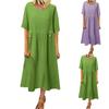 Женские модные однотонные свободные повседневные платья средней длины с круглым вырезом
