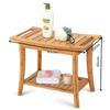 Bamboo Shower Bench Anti Slip Thickening Shower Stool with Storage Shelf Spa Bath Seat for Bathroom Organizer Hallway Bench