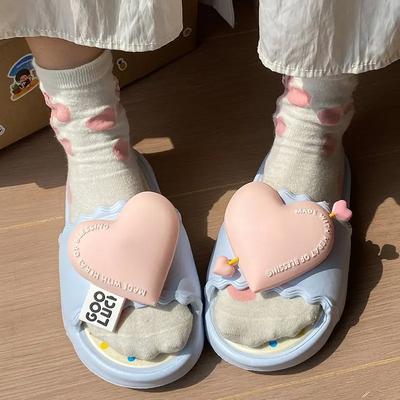 Летние женские тапочки на платформе Love Indoor Beach Sandals Cloud Slide House Вьетнамки на плоской подошве женские нескользящие мягкие уличные