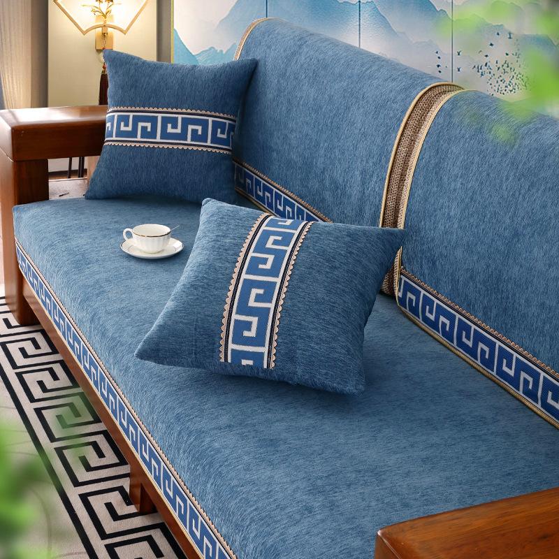 Новый чехол для дивана в китайском стиле, синель, противоскользящая подушка для дивана, диванное полотенце для гостиной, универсальная подушка для дивана, вышивка лентой
