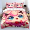 Покемон Джиглипафф 3 предмета Постельный набор Наволочка Взрослое покрывало для кровати Спальный комплект Пододеяльник Комплект Пододеяльник Домашнее украшение Покрывало