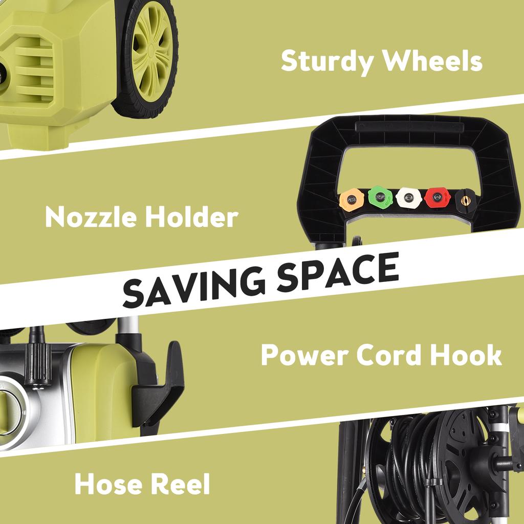 Электрическая мойка высокого давления 2000 Вт 2393 Макс.. Мойка высокого давления PSI с 5 насадками и шлангом длиной 33 фута