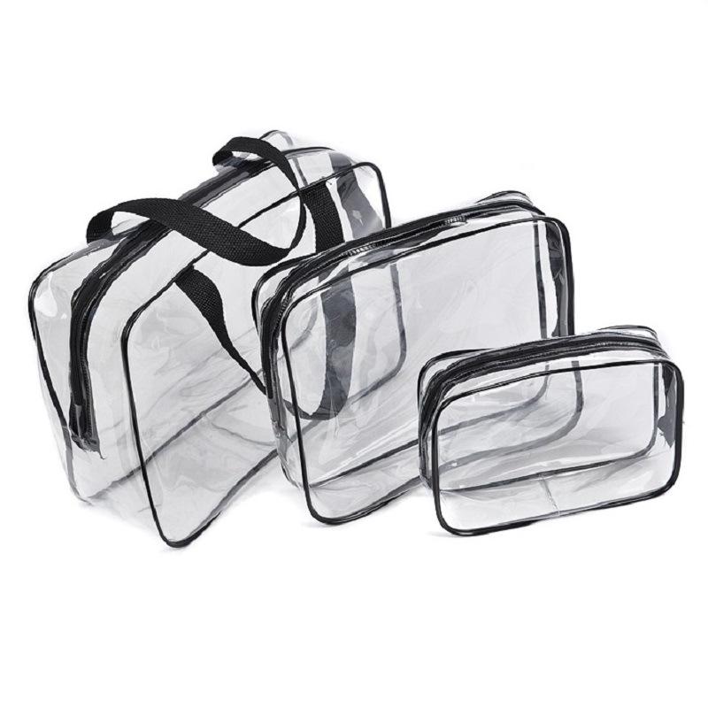 Набор прозрачных ПВХ сумок для туалетных принадлежностей и макияжа (3-Pack) - Водонепроницаемое хранилище для пляжных игрушек (большой)