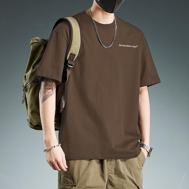 Short Sleeved Pure Cotton T-shirt for Men Summer Tee Trendy Brand Base Loose T-shirts