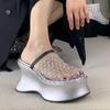 Fashion Mesh Super-high Heels Women Slippers Designer Heeled Shoes Fashion Woman Sandals Summer 2025 Brand Pumps New Chaussures Femme