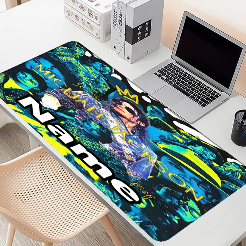 Custom Name Personalized Michael Jackson Pattern Mousepad, Laptop PC Desk Mat, Decorative Desk Mat for Home Keyboard Pad Gift