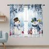 2 шт. Карманные шторы на штанге, рождественская снежная сцена, снеговик, напечатанная тонкая штора для спальни, офиса, кухни, гостиной, кабинета, дома