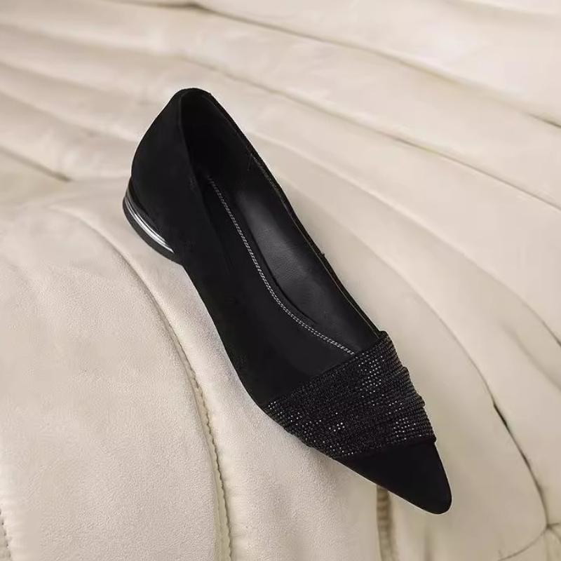 New 2026 Pointed Toe Flat Office Boat Solid Color Knitted Slip on Shoes Casual Ballet Flats Shoes Women Loafers Zapatos De Mujer