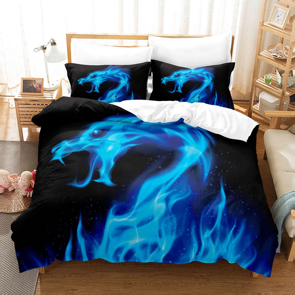 Комплекты постельного белья с 3D-драконом, пододеяльник с наволочкой, двуспальная кровать, двуспальная кровать, постельное белье