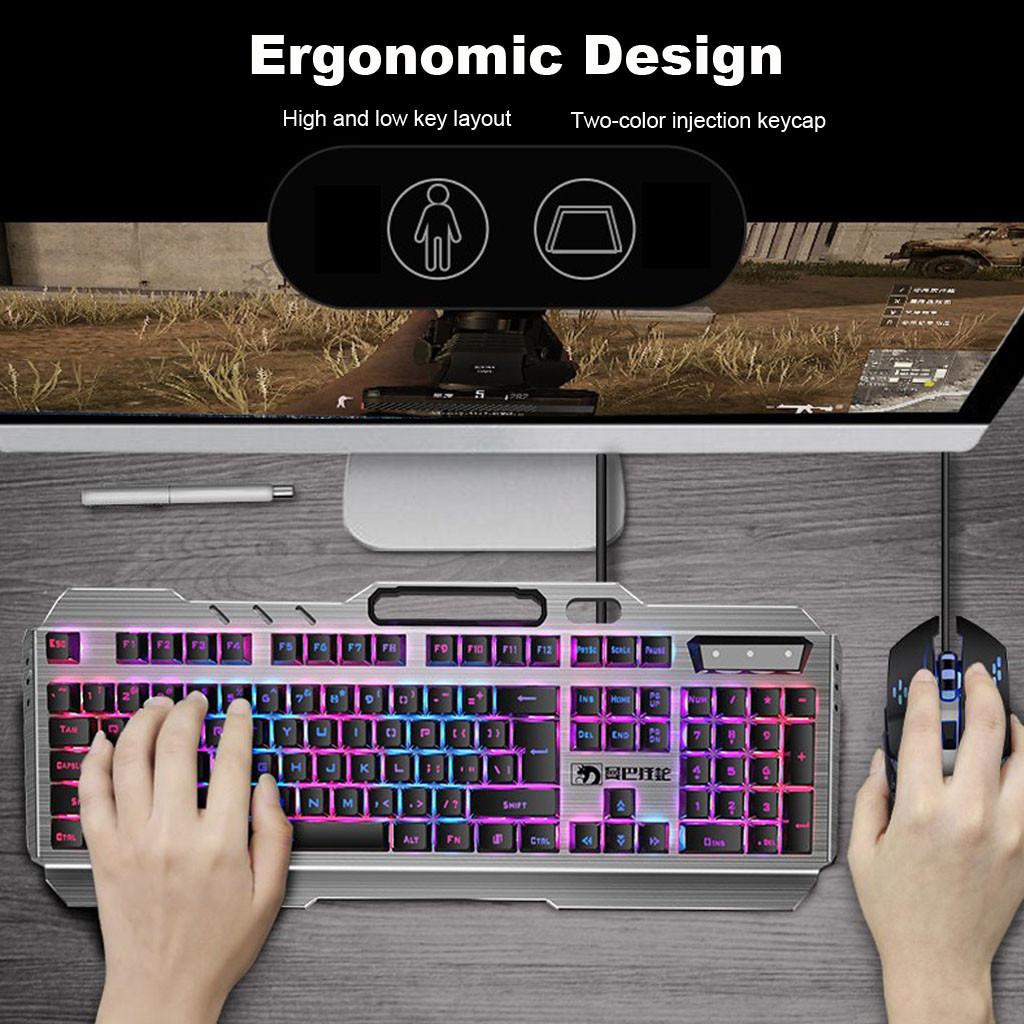 1 комплект игровых механических проводных 16 RGB-подсветок эргономичной клавиатуры + мыши