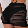 Женские трикотажные пляжные шорты с высокой талией, черные, прозрачная сетка, с вырезами, купальные шорты на завязке