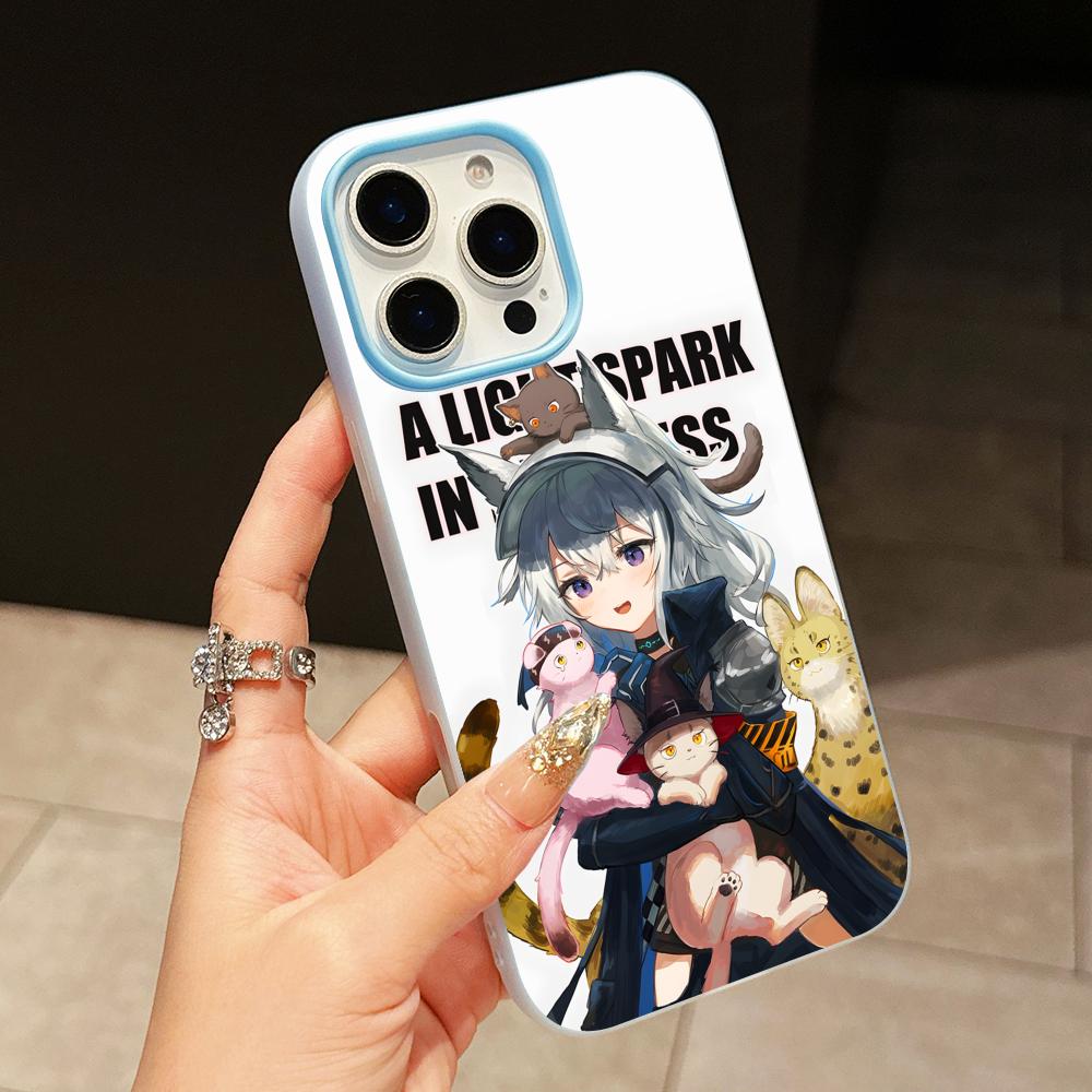 Arknights Grani Jelly Двухслойный Светло-голубой Чехол для Мобильного Телефона для iPhone 17 16 15 14 13 12 11 Air Pro Max Plus Защитный