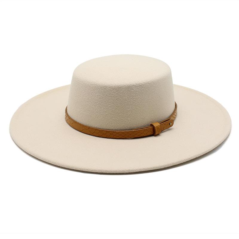 10Cm Brim Flat Top Top Hat Big Eave Hat British Woolen Felt Hat, Men'S And Women'S Top Hat