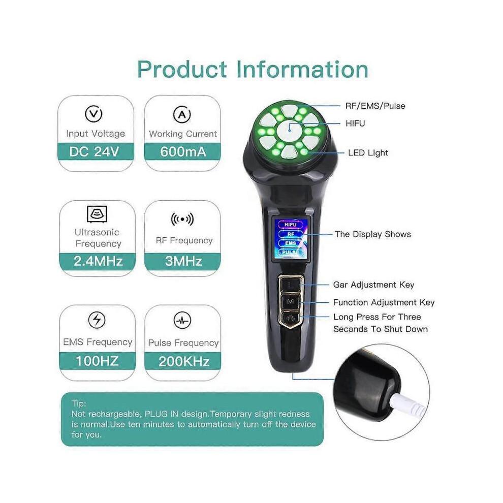 (EU Plug) NEW 4 in 1 Mini HiFu Ultrasound RF EMS MFIP Pulse Facial Lifting Skin Tightening Anti Wrinkle Massager SPA Beauty Device